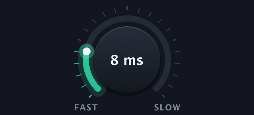 The Retune Speed knob at 8 ms, from Fast to Slow